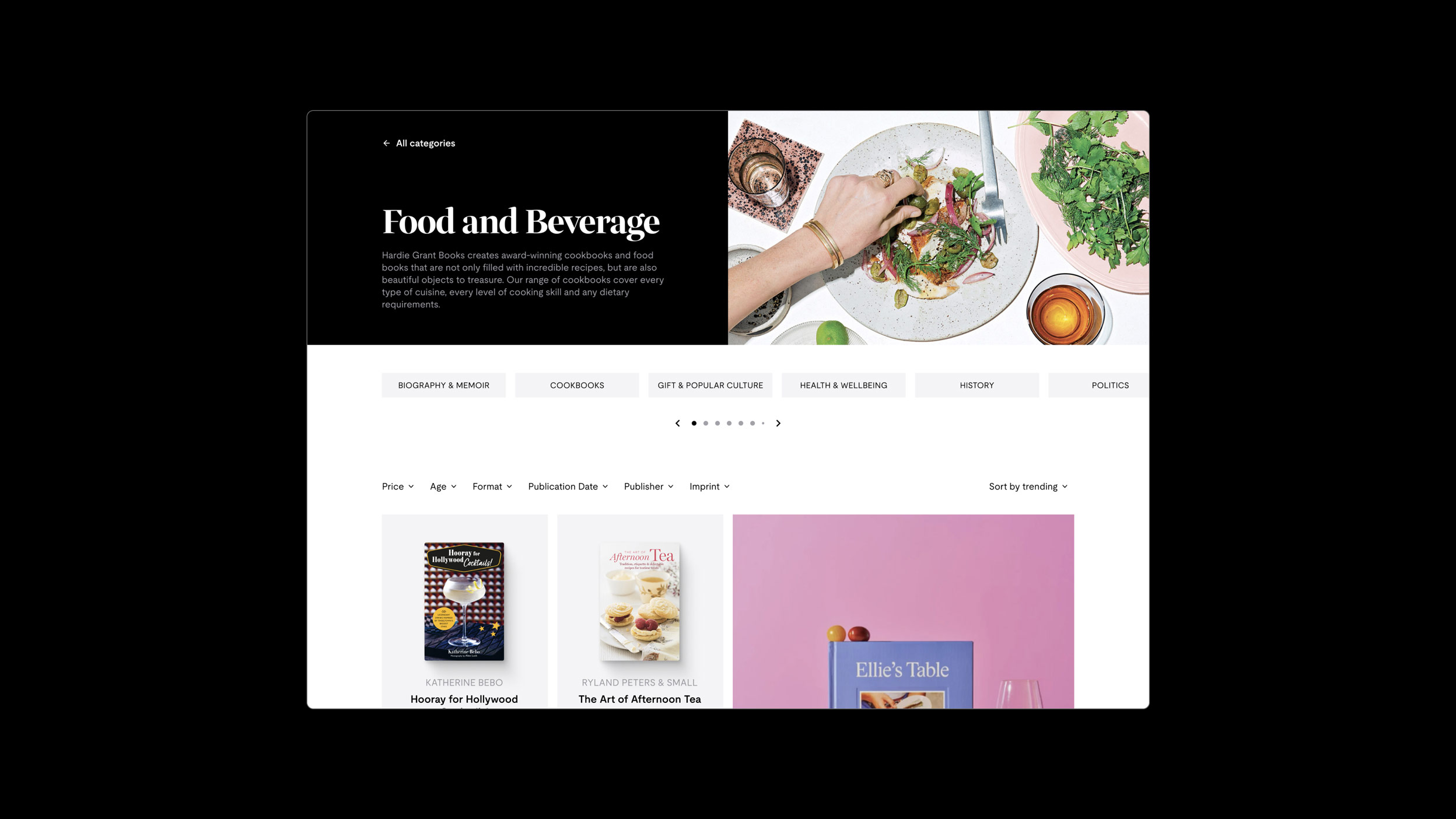Hardie Grant product pages demonstrating improved navigation and category organization