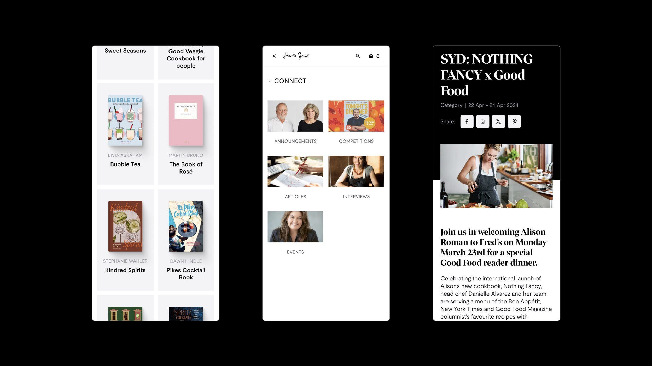Hardie Grant e-commerce platform showing modular product grids and featured book displays