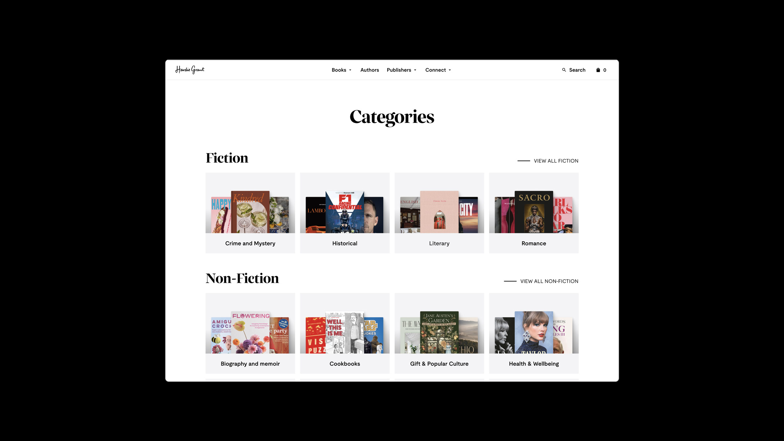 Hardie Grant collection pages highlighting author features and product photography