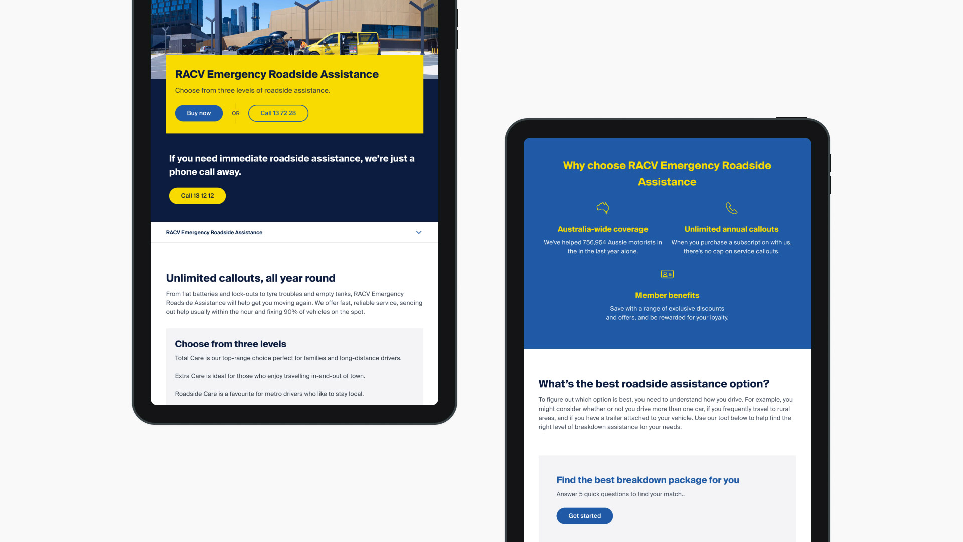 RACV design system implementation showing Figma component variants and responsive templates