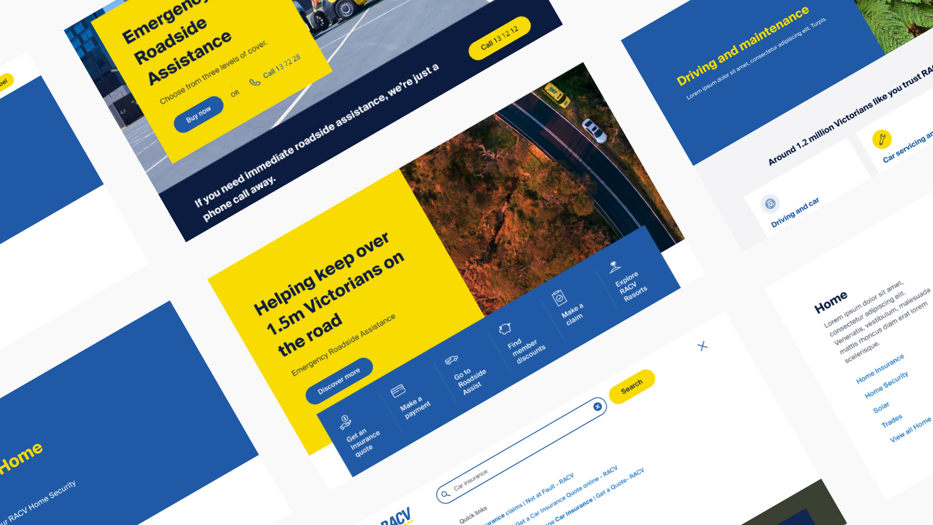 RACV project preview showing design work and user interface