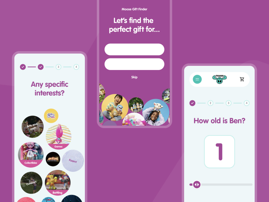 Moose Gift Finder project screenshot from 2024 showing user interface design